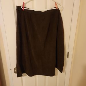 Sz 24  Like New suede(ish) knee length Brown skirt CJ Banks